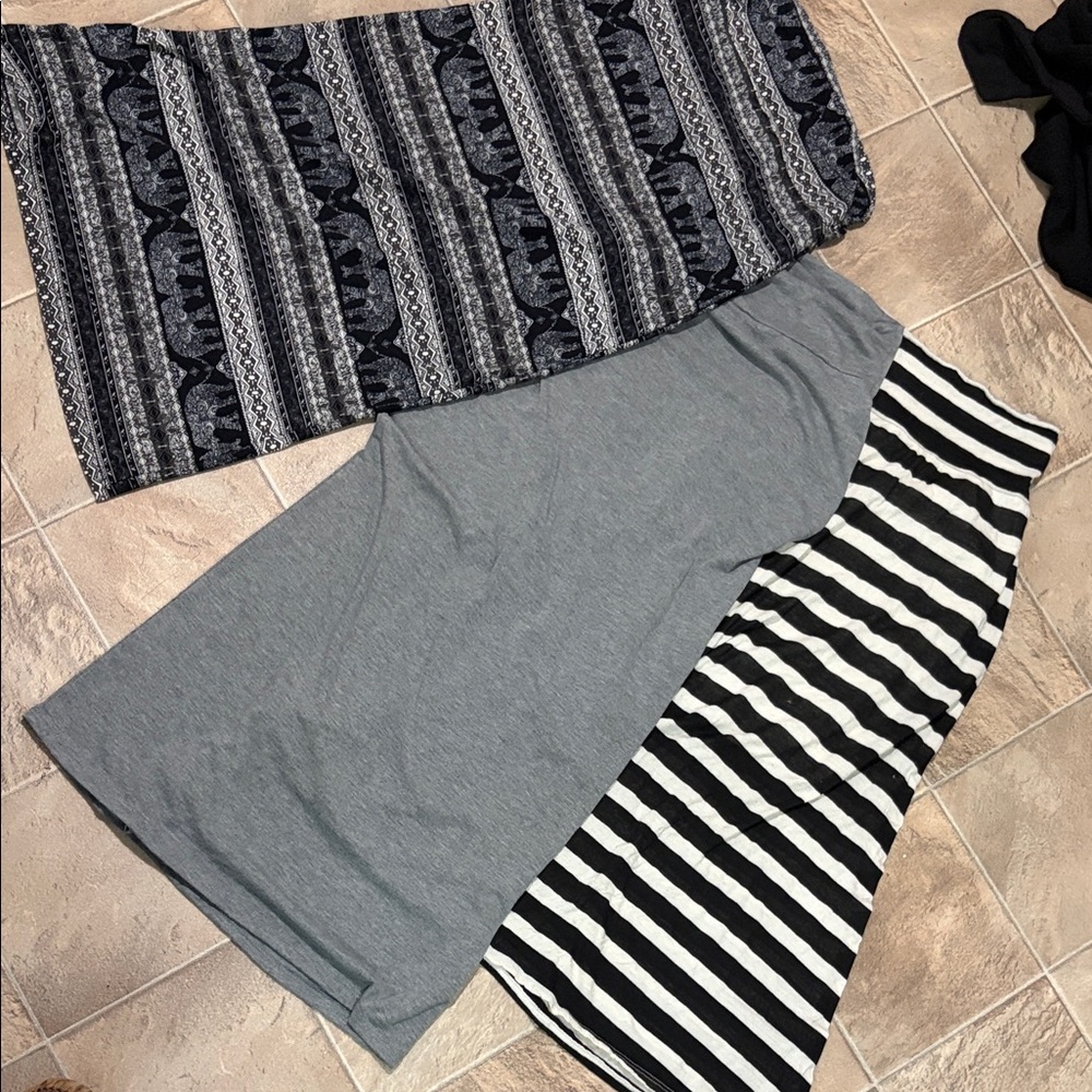 Rue21 Pencil Skirt Trio - Black/White striped, Gray, Elephant Patterned (small)